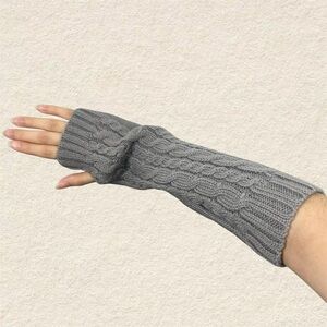 Gray Cable Knit Arm Warmers